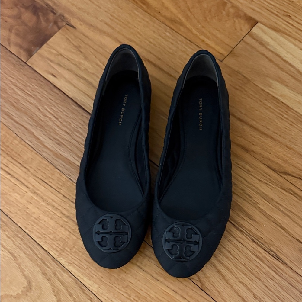 Tory Burch Black Quilted Flats